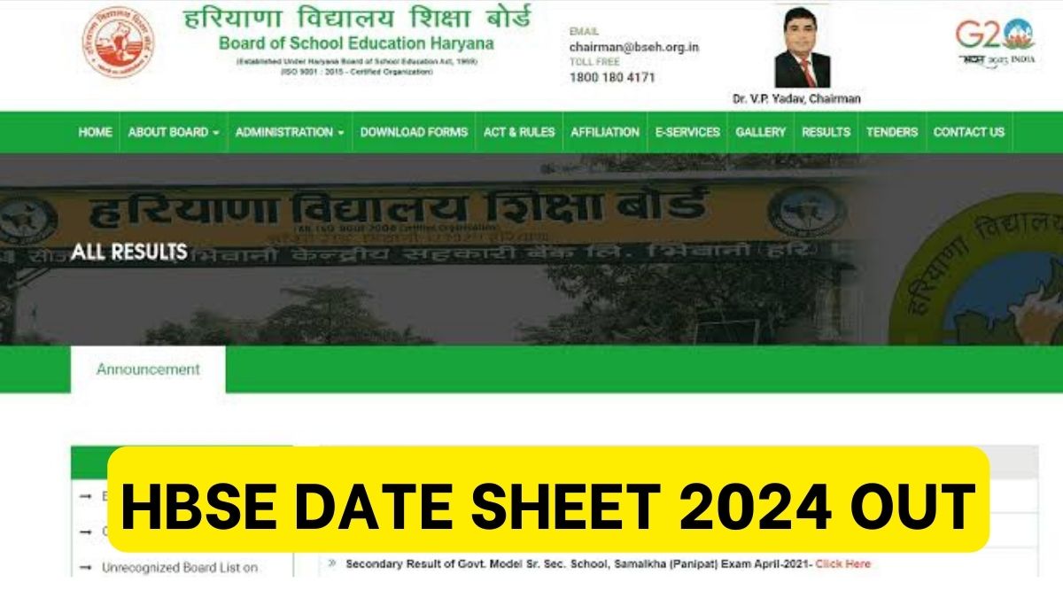 HBSE Date Sheet 2024 OUT